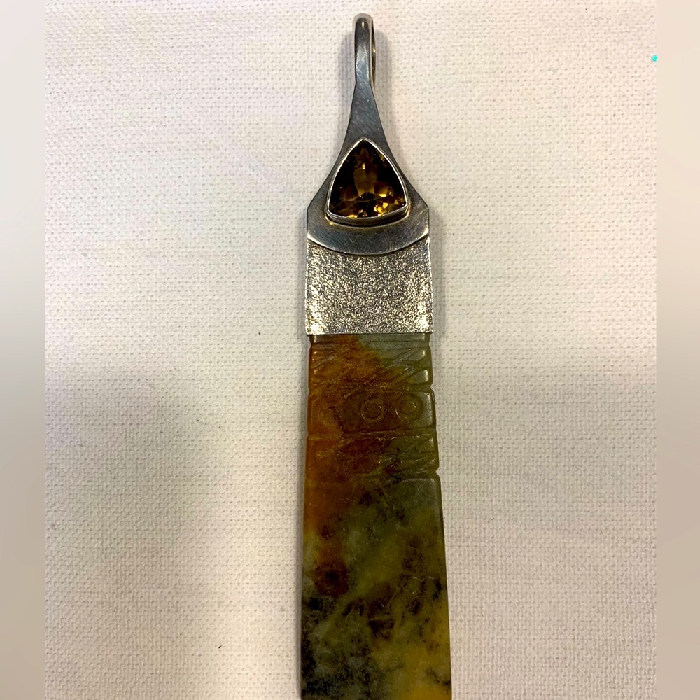 Sterling Silver Agate Pendant With Smokey Topaz gemstone On Sterling Bail